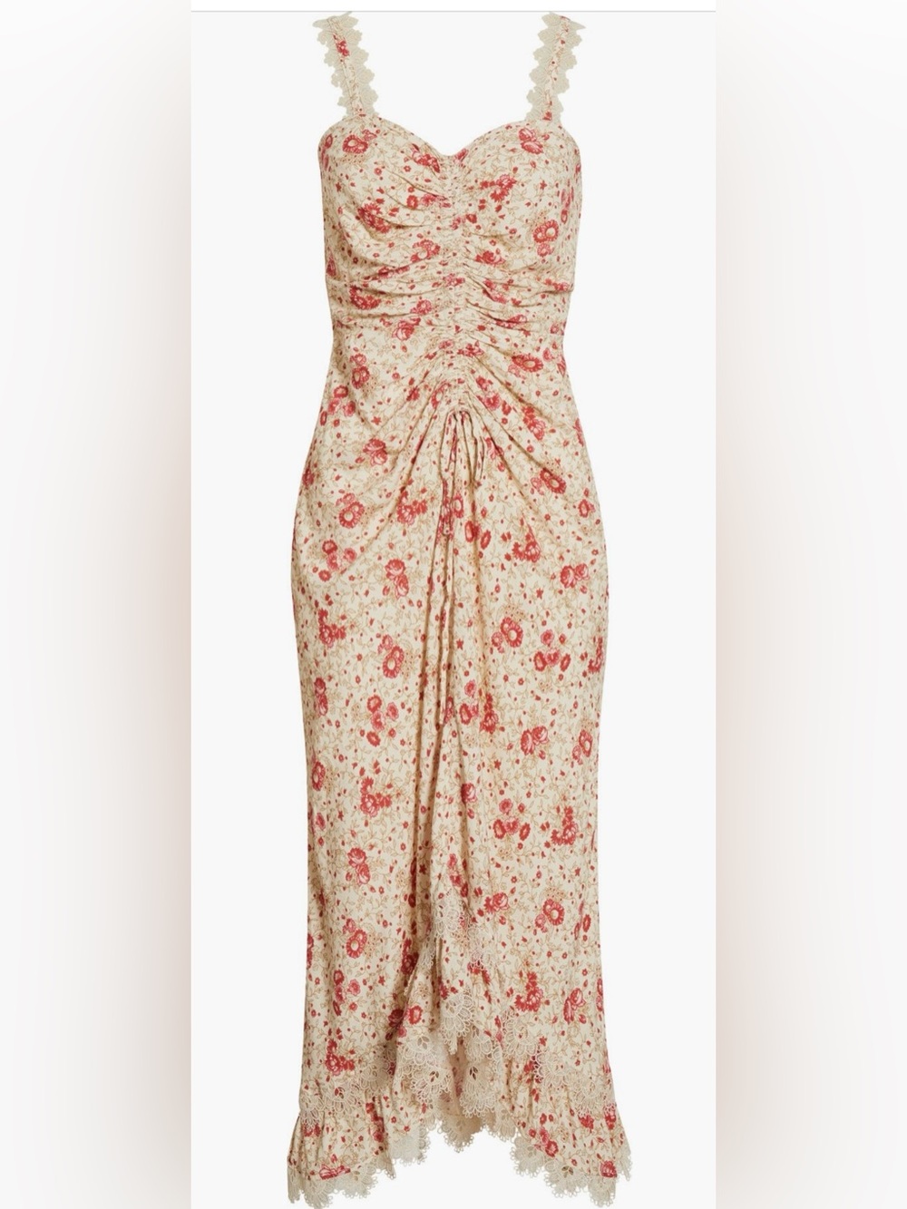 cinq a sept Cream Maxi Dress with Rose Floral Print
